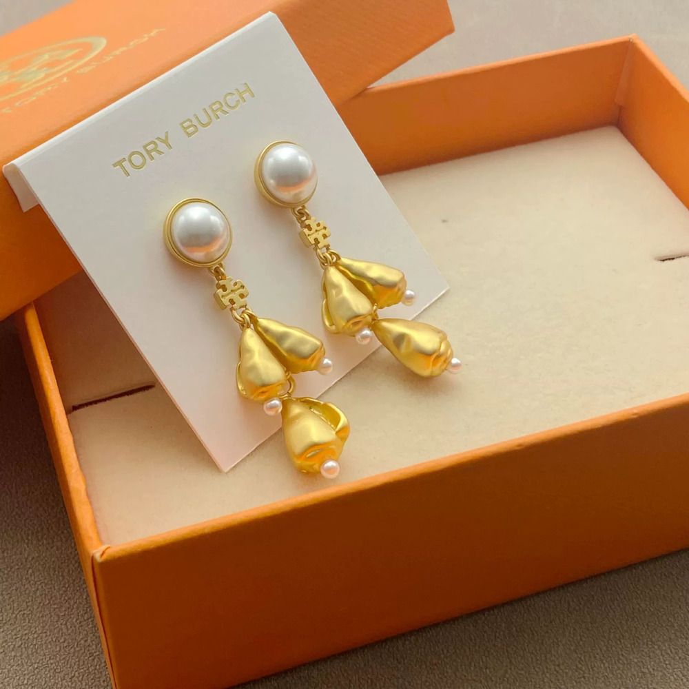 Tory Burch Long Tassel Conch Pearl Earrings